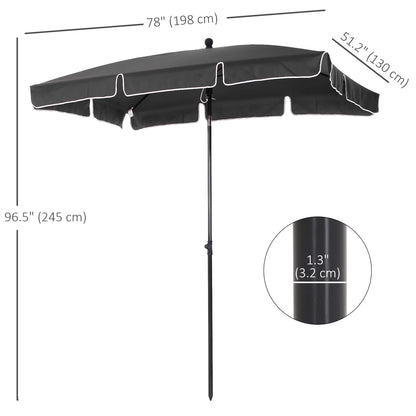 6.5x4ft Rectangle Patio Umbrella, Aluminum Tilt Adjustable, Grey Sun Umbrellas at Gallery Canada