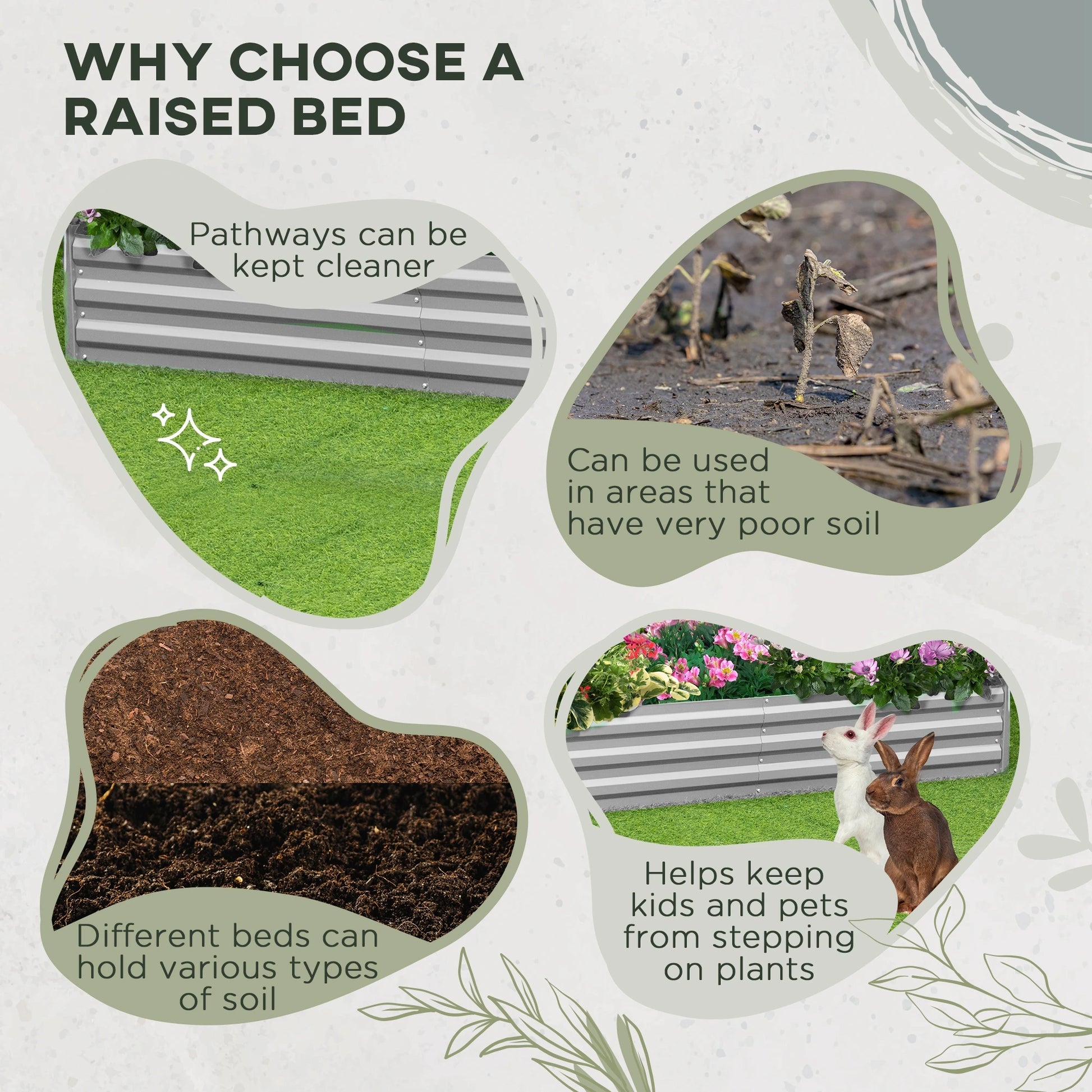 Galvanized Steel Raised Garden Bed, 82" x 109" x 12", Silver Galvanized Planter Boxes at Gallery Canada