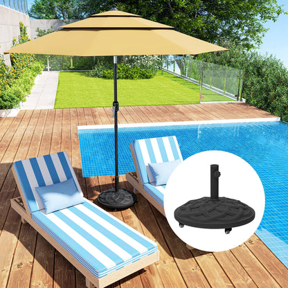 Round Patio Umbrella Base With Wheels, 44 Lbs Resin Stand, 1.3"/1.5"/1.9" Poles, Black Umbrella Bases at Gallery Canada