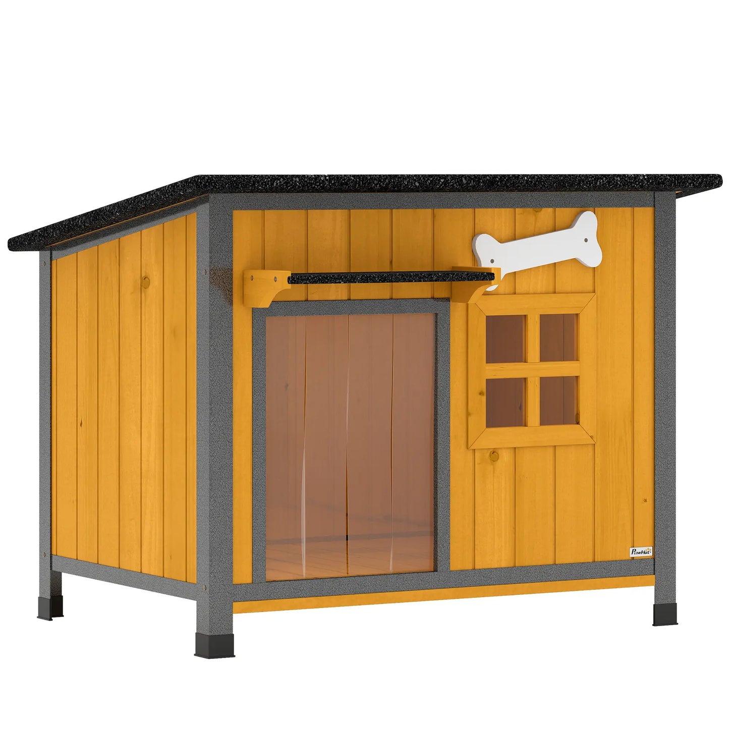 Outdoor Dog House, Anti-Chewing Steel Frame, Openable Roof, Removable Floor, Door Curtain, Yellow Dog Cages & Crates at Gallery Canada
