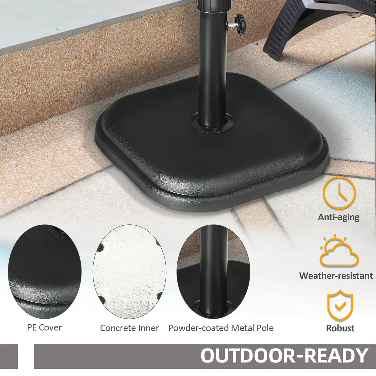 24 lb Concrete Patio Umbrella Base, Outdoor Market Table Stand, Black Umbrella Bases at Gallery Canada