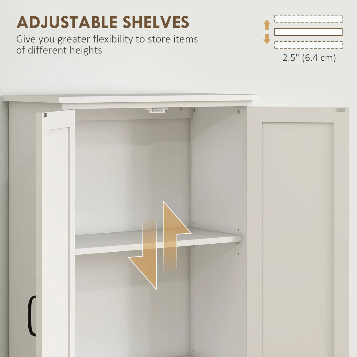 60" 4-Door Storage Cabinet, Adjustable Shelves, Large Pantry, White Kitchen Pantry Cabinets at Gallery Canada