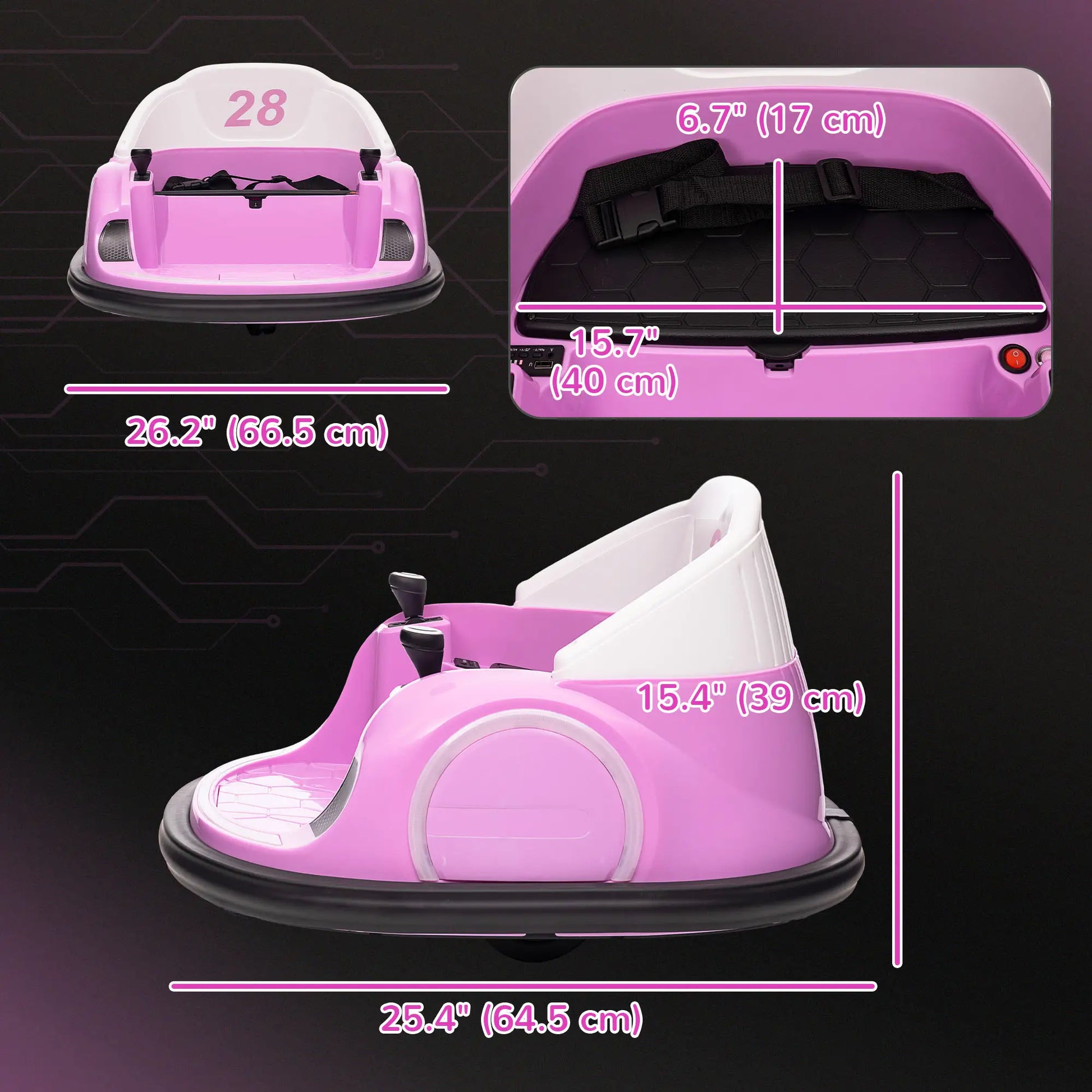 12V Bumper Car, 360 Remote Control, Lights Music Horn, 1.5-5 Years, Pink Electric Toy Cars at Gallery Canada