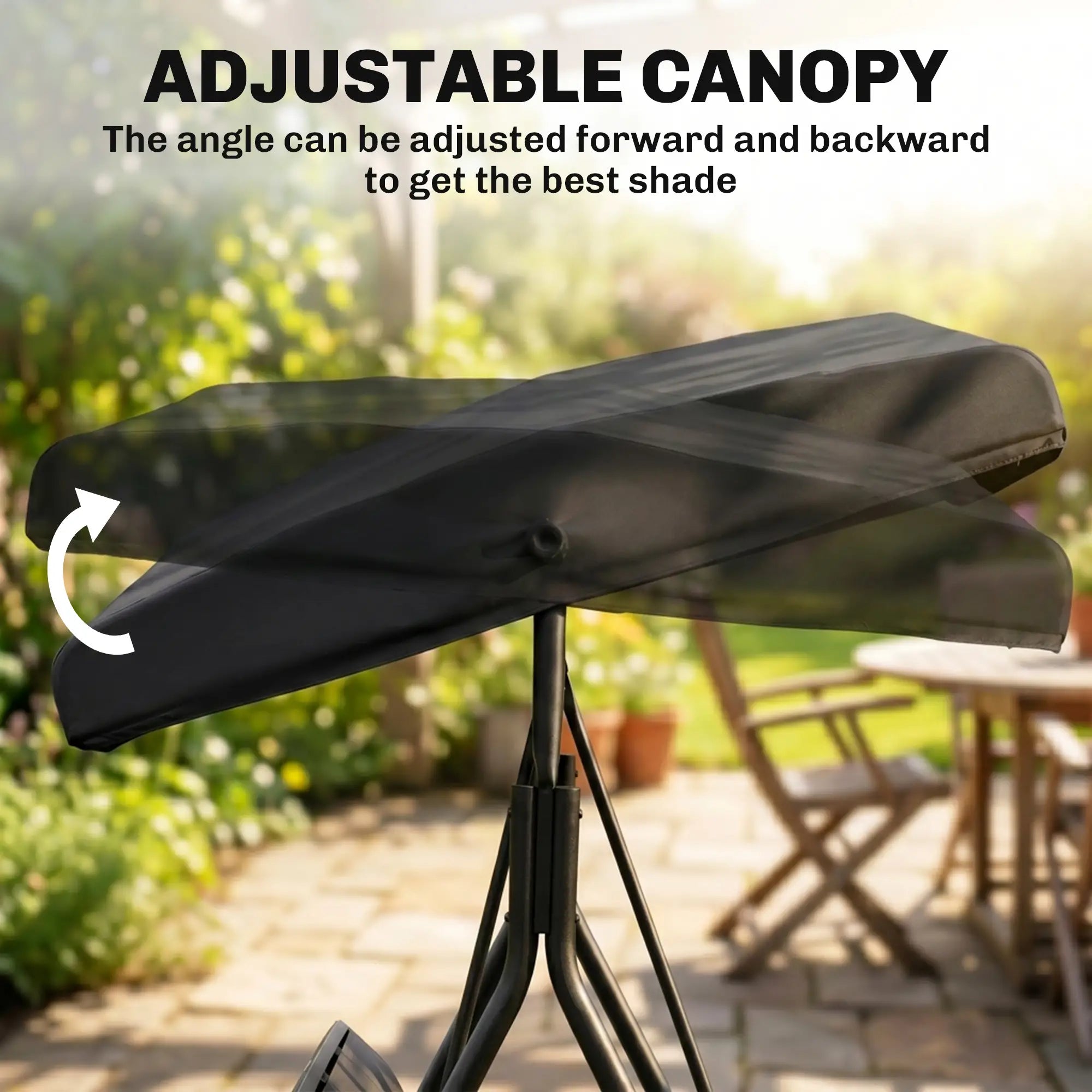 3-Seater Swing Chair, Covered Garden Hammock, A-Frame, Black Patio Swings with Stand at Gallery Canada