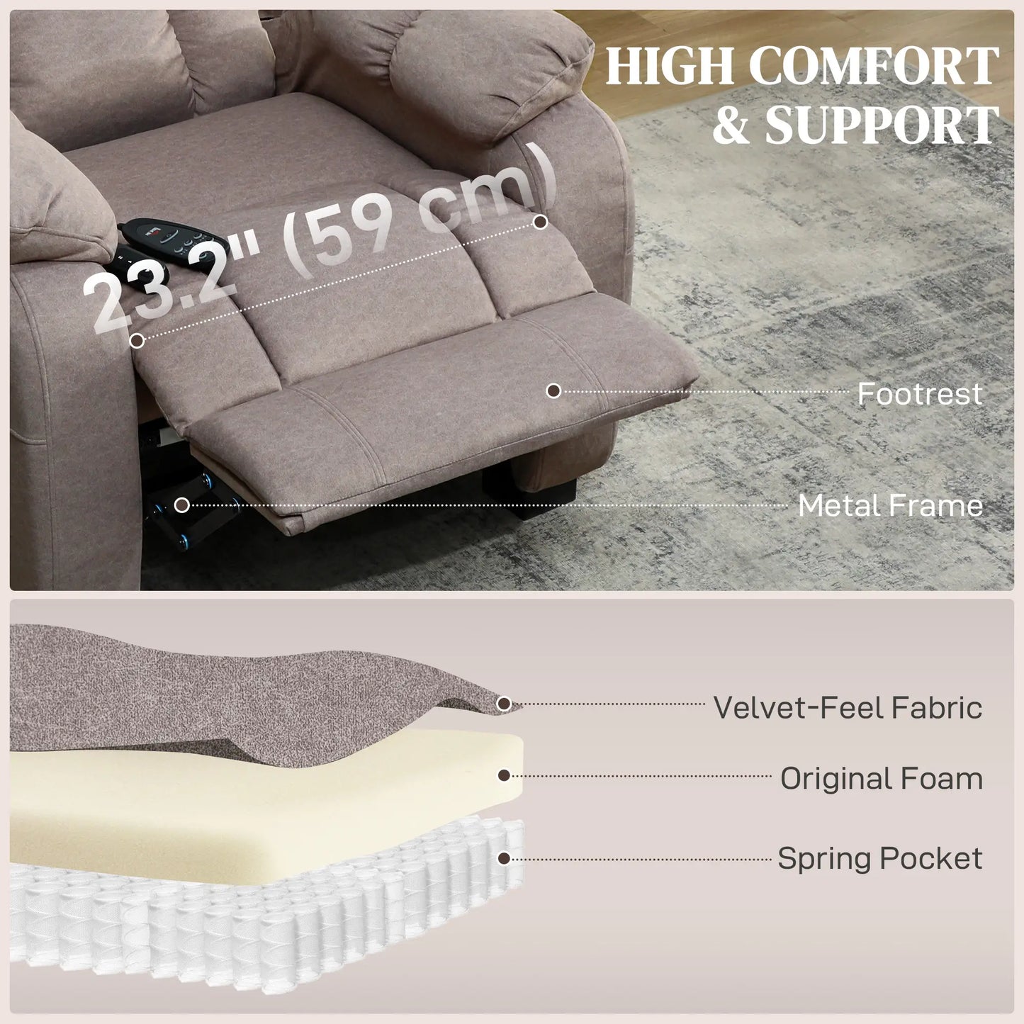 Massage Recliner Chair, Power Recliner, 2 Memory Positions, Brown Single Sofas at Gallery Canada