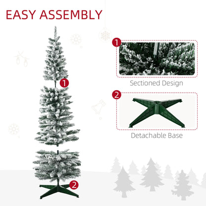 6ft Pencil Artificial Christmas Tree, Snow Flocked Branches, Green Artificial Christmas Trees at Gallery Canada