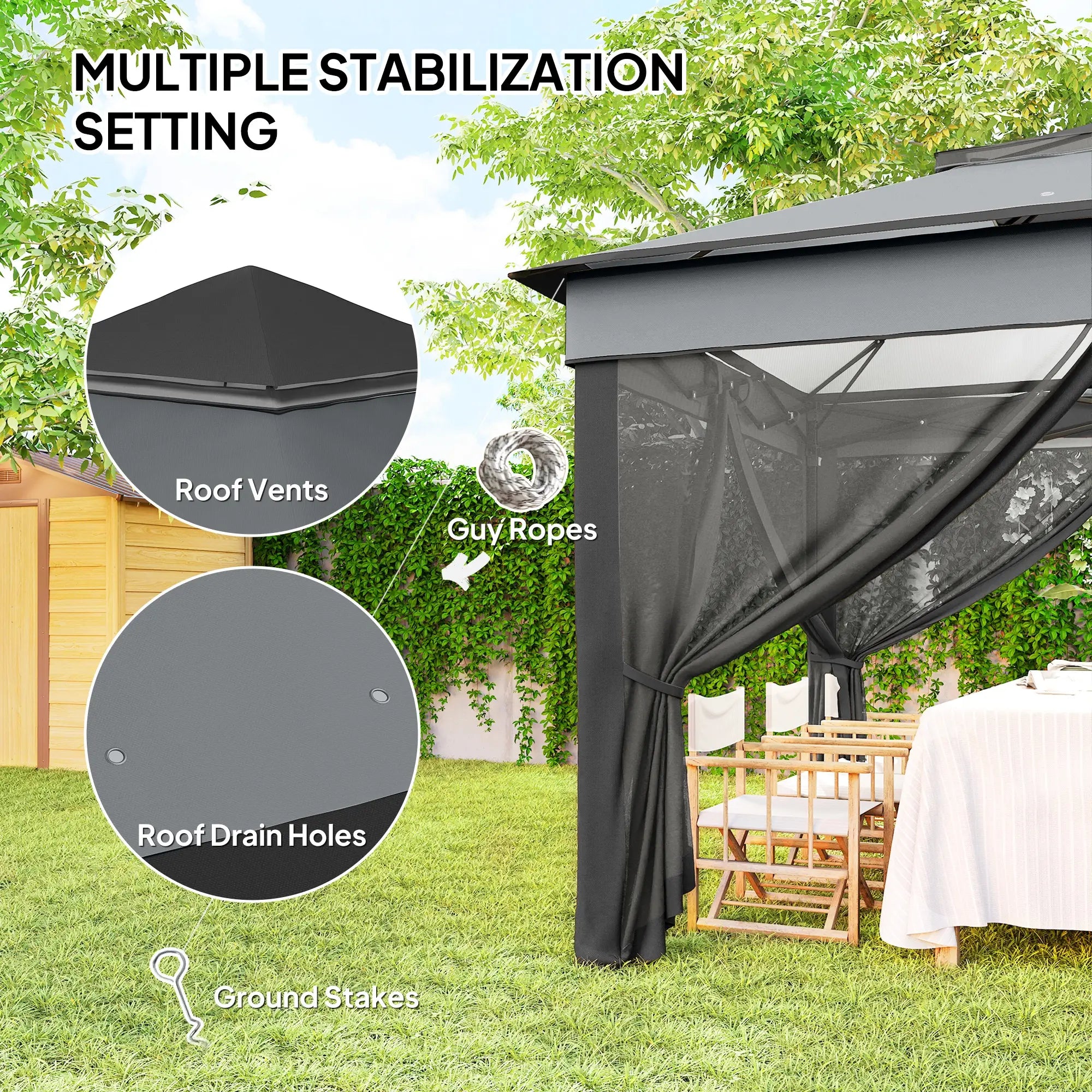 10.7 x 10.7ft Pop Up Gazebo, Adjustable Sun Shelter, Dark Grey Pop Up Canopies at Gallery Canada