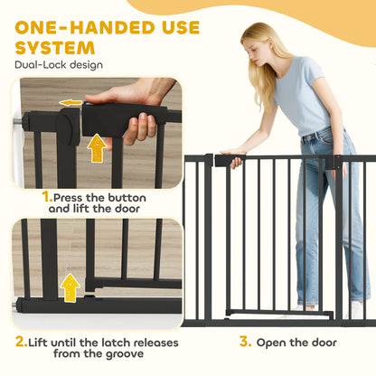 Baby Gate, Pet Safety Gate, 30"-41" Wide, Auto-Close, Black Pet Gates at Gallery Canada