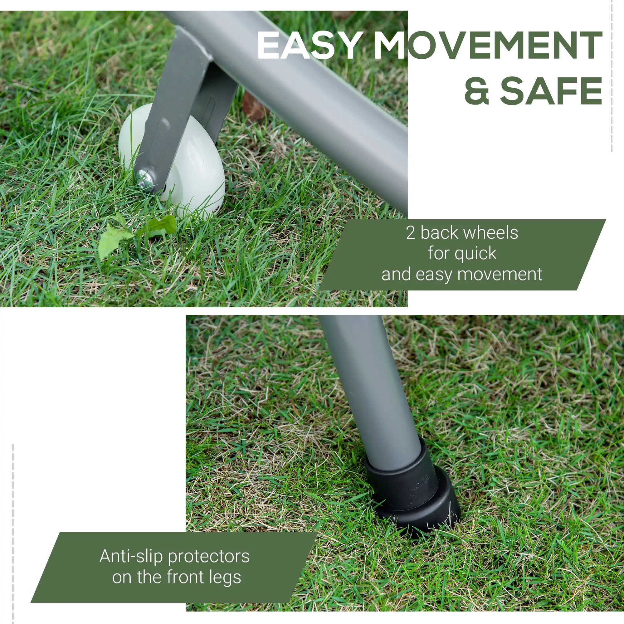 Double Patio Lounger, Adjustable Canopy, Headrest Pillows, 2 Wheels, Grey Lounger Chairs at Gallery Canada