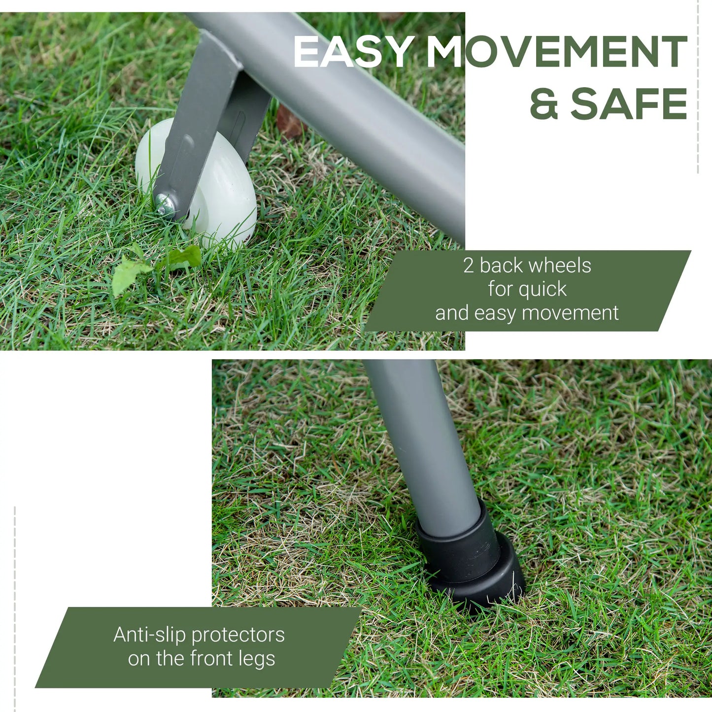 Double Patio Lounger, Adjustable Canopy, Headrest Pillows, 2 Wheels, Grey Lounger Chairs at Gallery Canada