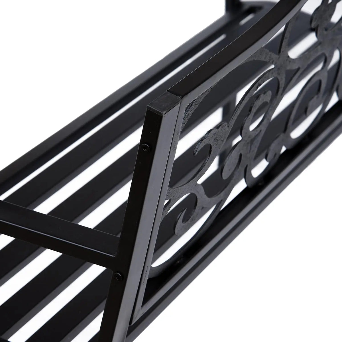 Vintage Floral Cast Metal Garden Bench, 50" , Black Outdoor Benches at Gallery Canada