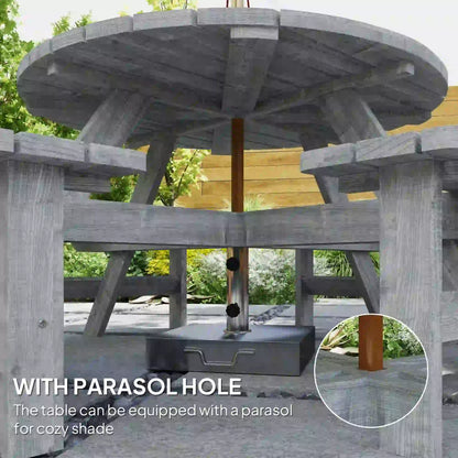 8 Seater Round Wooden Pub Bench, Patio Dining Set, Outdoor Patio