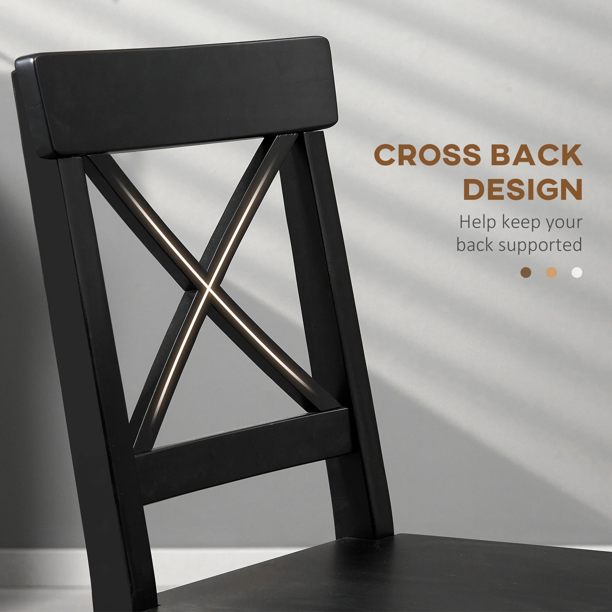 Farmhouse Wooden Dining Chairs, Set of 2, Cross Back, Black Bar Stools at Gallery Canada