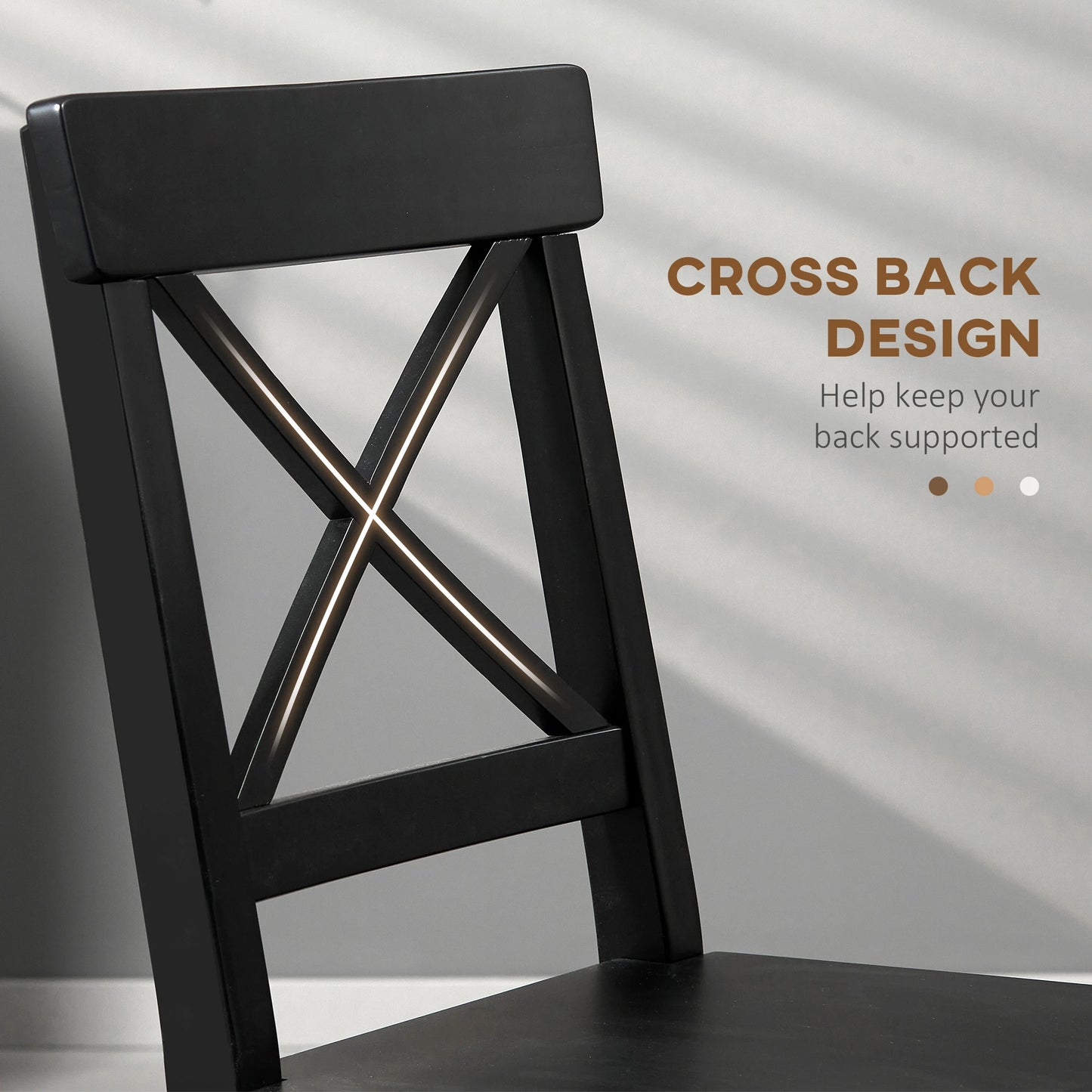 Farmhouse Wooden Dining Chairs, Set of 2, Cross Back, Black Bar Stools at Gallery Canada