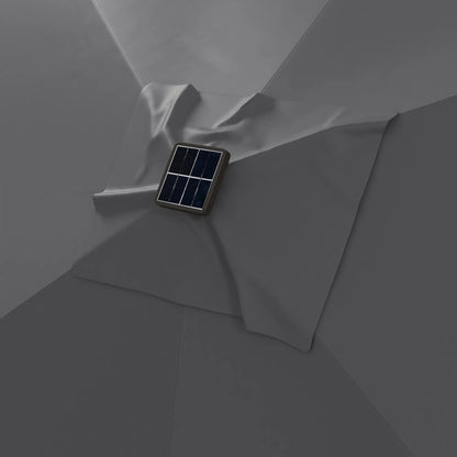 6.5x10ft Dark Grey Tilt Aluminum Patio Umbrella, Solar Powered LEDs, Dark Grey Sun Umbrellas at Gallery Canada