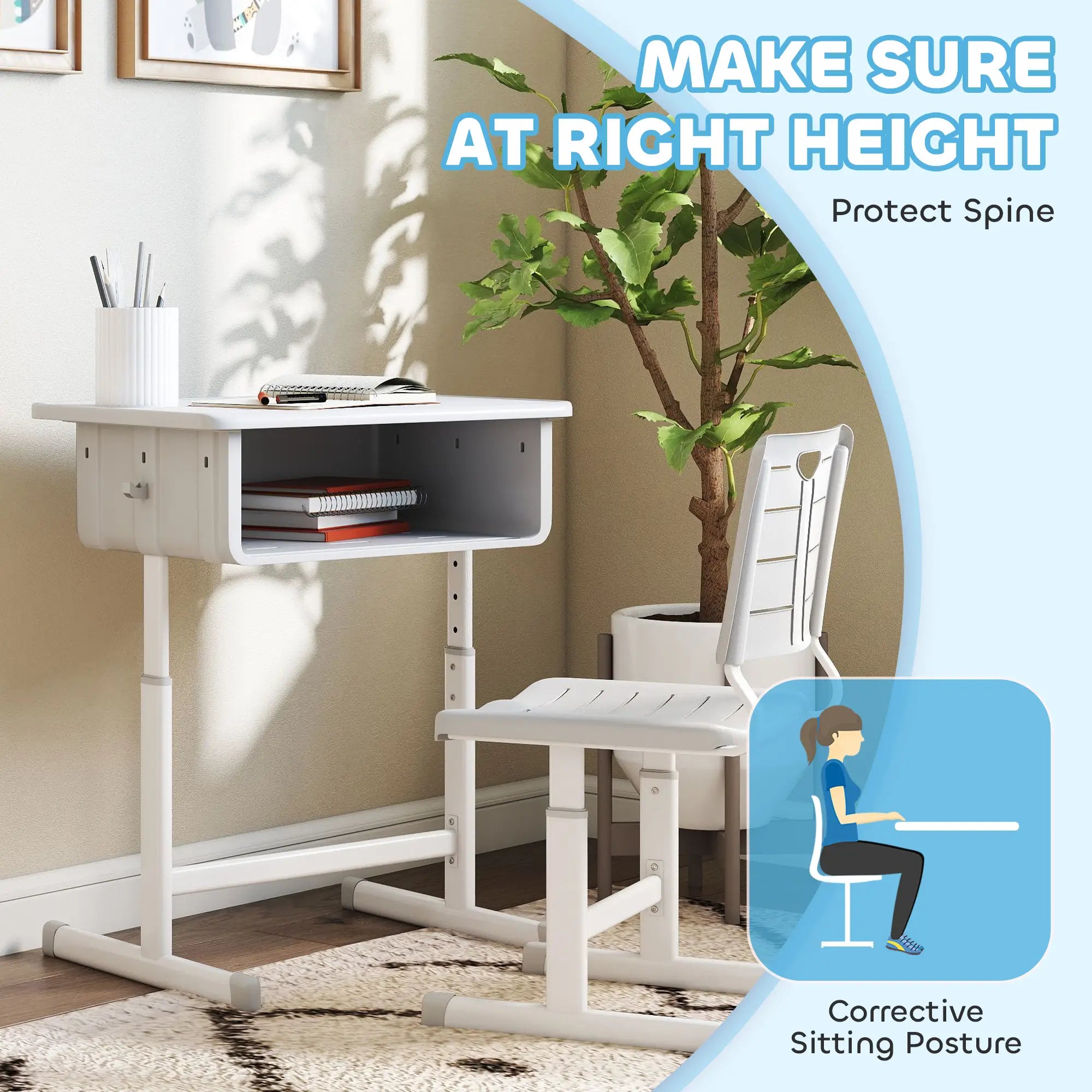 Kids Desk And Chair Set, Height Adjustable, With Drawer, Grey Kids Desk Sets at Gallery Canada