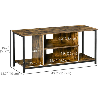 TV Stand for 55 Inch TVs, Open Shelf Console, Rustic Brown TV Stands at Gallery Canada