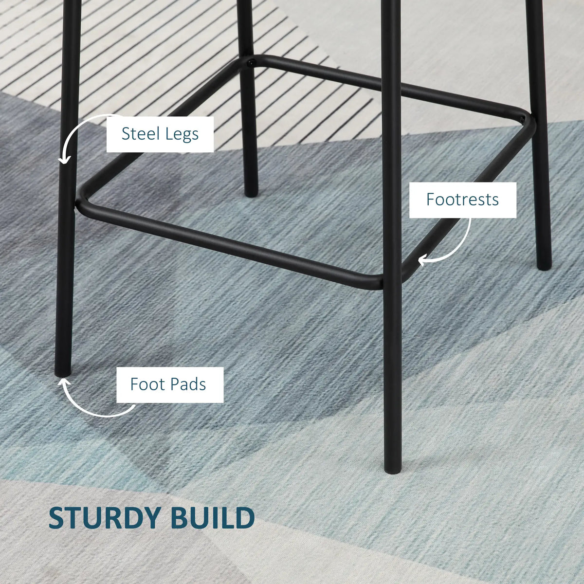 Upholstered Counter Height Bar Stools, Set of 2, Steel Legs Bar Stools at Gallery Canada