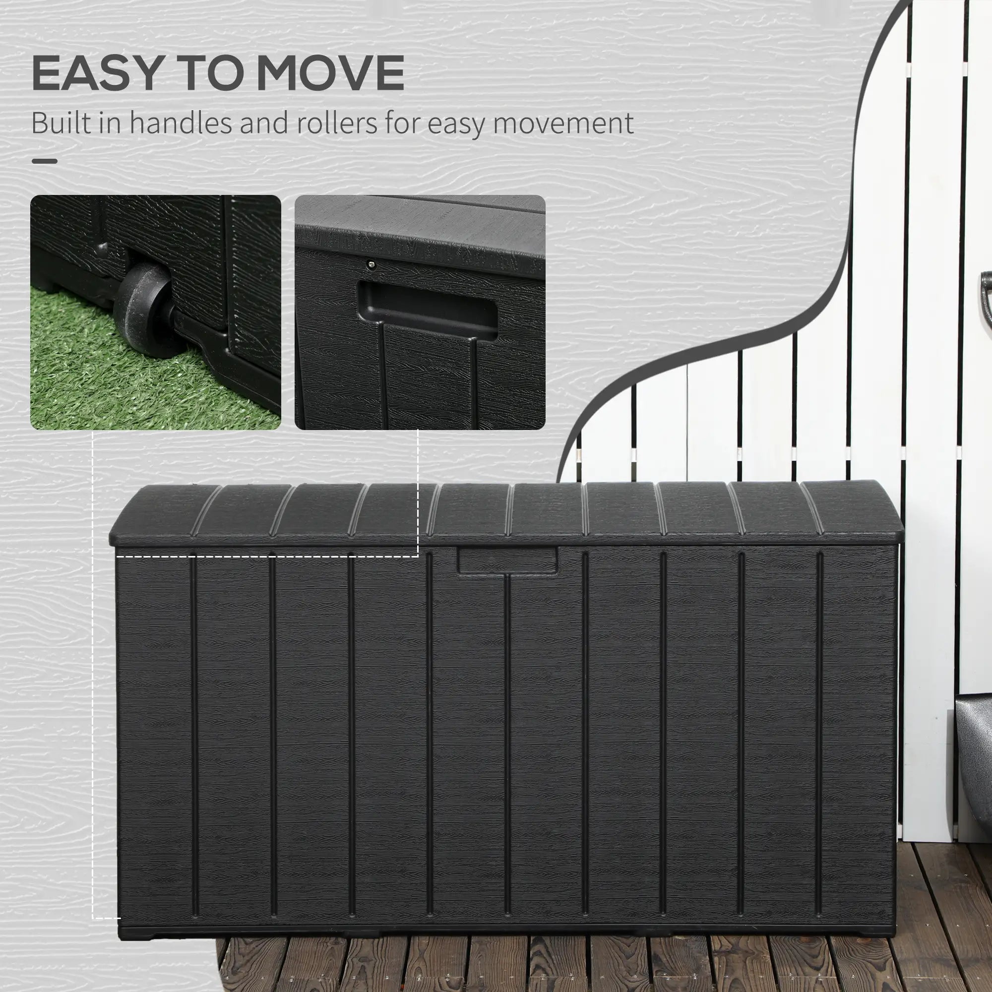 81 Gallon Garden Storage Box, Waterproof Double Wall, Black Patio Storage Boxes at Gallery Canada