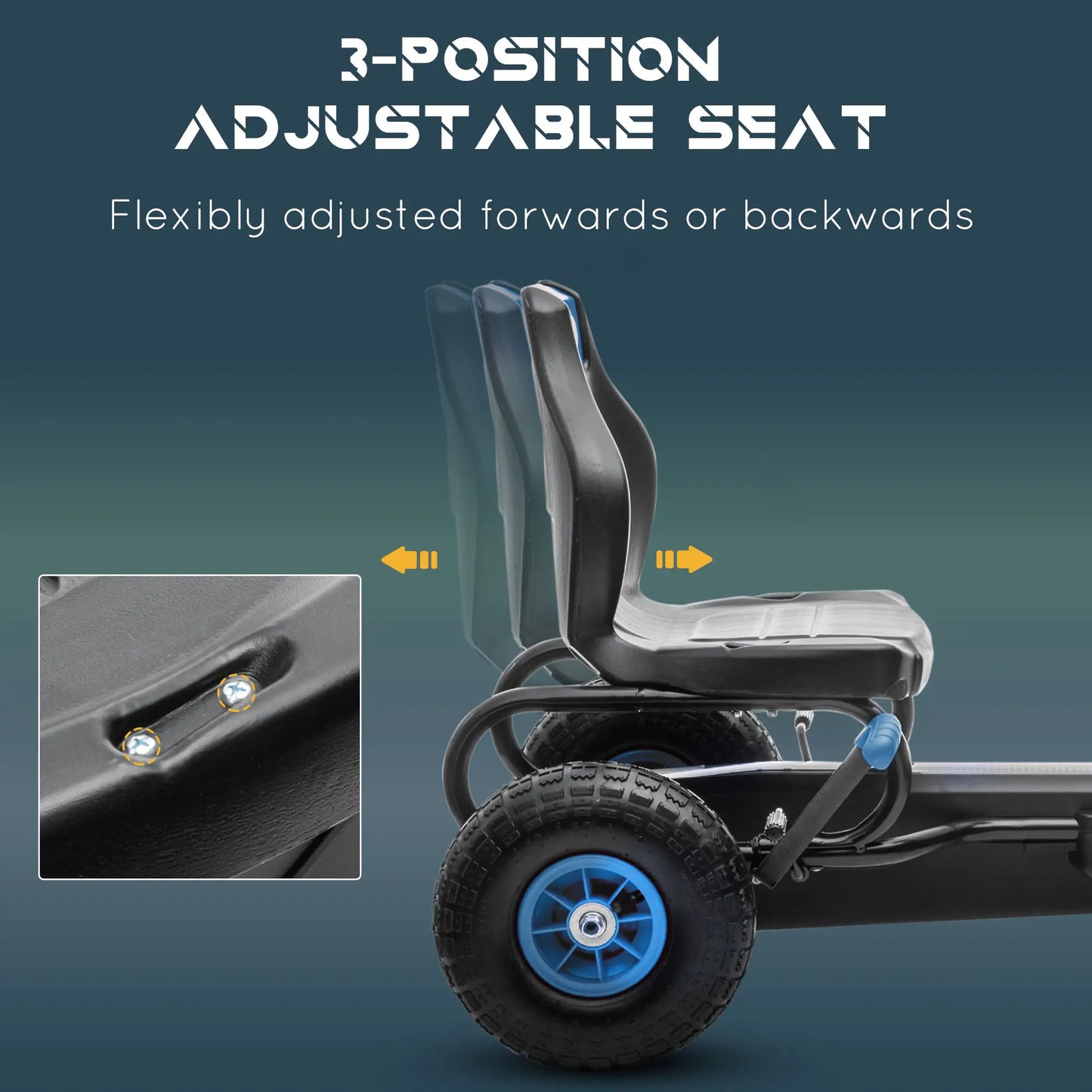 Kids Pedal Go Kart, Adjustable Seat, Rubber Wheels, Hand Brake, Ages 5-12, Blue Pedal Go Karts for Kids at Gallery Canada