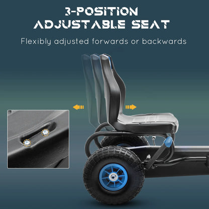 Kids Pedal Go Kart, Adjustable Seat, Rubber Wheels, Hand Brake, Ages 5-12, Blue Pedal Go Karts for Kids at Gallery Canada