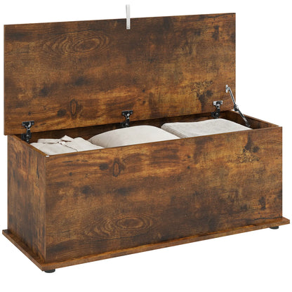 39.5" Storage Chest, Flip-Top Lid, Entryway Bench, Rustic Brown, Brown Storage Ottomans & Benches at Gallery Canada