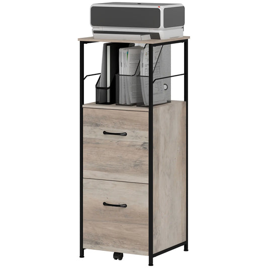 Vertical Filing Cabinet, 2 Drawers, Hanging Bars, Letter and A4 Size, Distressed Grey Office Cabinets & Cupboards Distressed Grey, Black at Gallery Canada