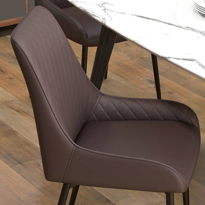 Upholstered Kitchen Chairs, Set of 4, Diamond Tufting, Steel Legs, Brown Bar Stools at Gallery Canada