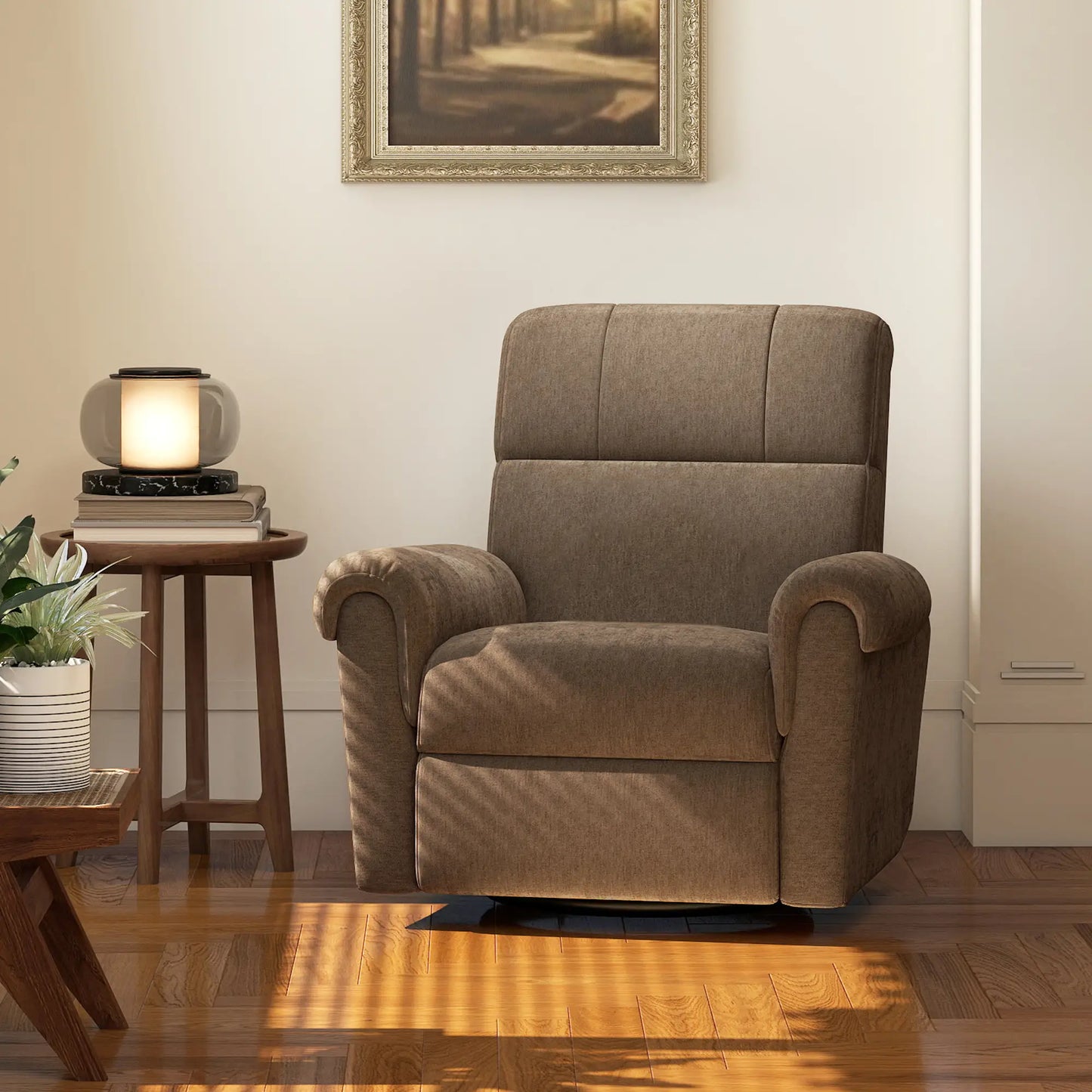 Power Recliner Chair, Fabric Upholstered, USB Ports, Swivel Rocking, Footrest Sofas & Reclining Chairs at Gallery Canada