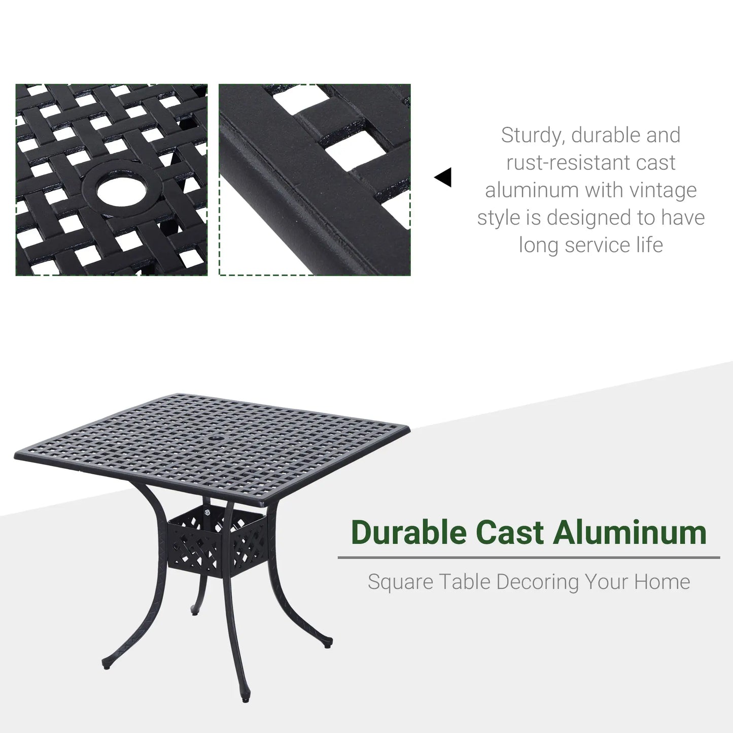36" Patio Dining Table, Outdoor Bistro Table, Cast Aluminum Frame, Black Patio Side Tables at Gallery Canada