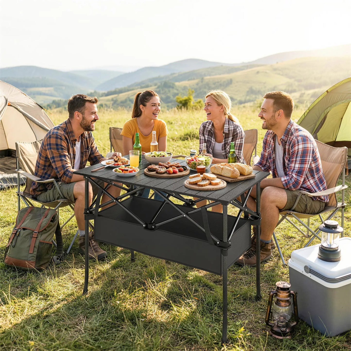 3ft Folding Camping Table, With Mesh Storage Net, Black Picnic Tables & Camping Chairs at Gallery Canada