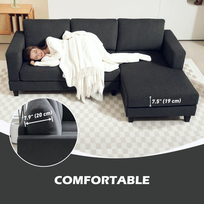 L Shaped Couch with Chaise Lounge, Spring Cushion, Grey Sofas & Reclining Chairs at Gallery Canada