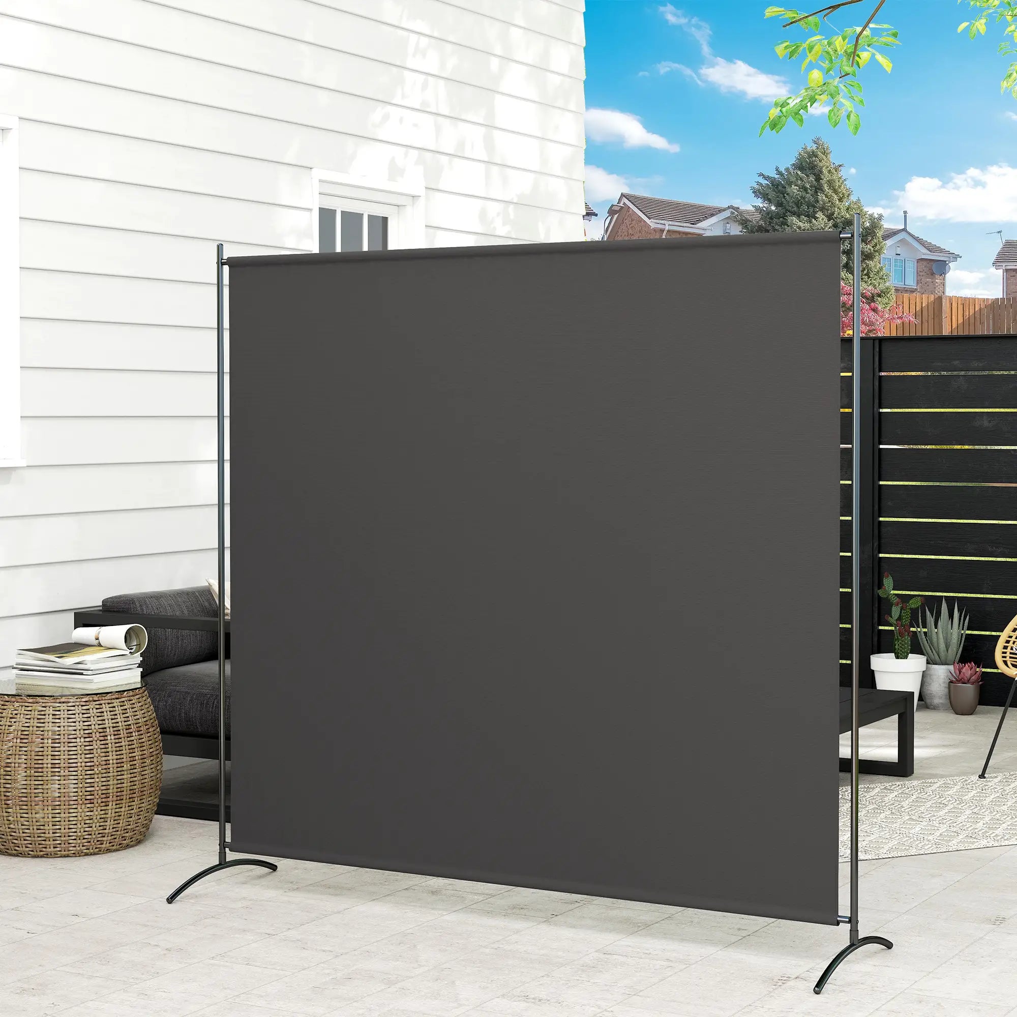 Single Panel Room Divider, UV30+ Privacy Screen, Dark Grey Side Awnings at Gallery Canada