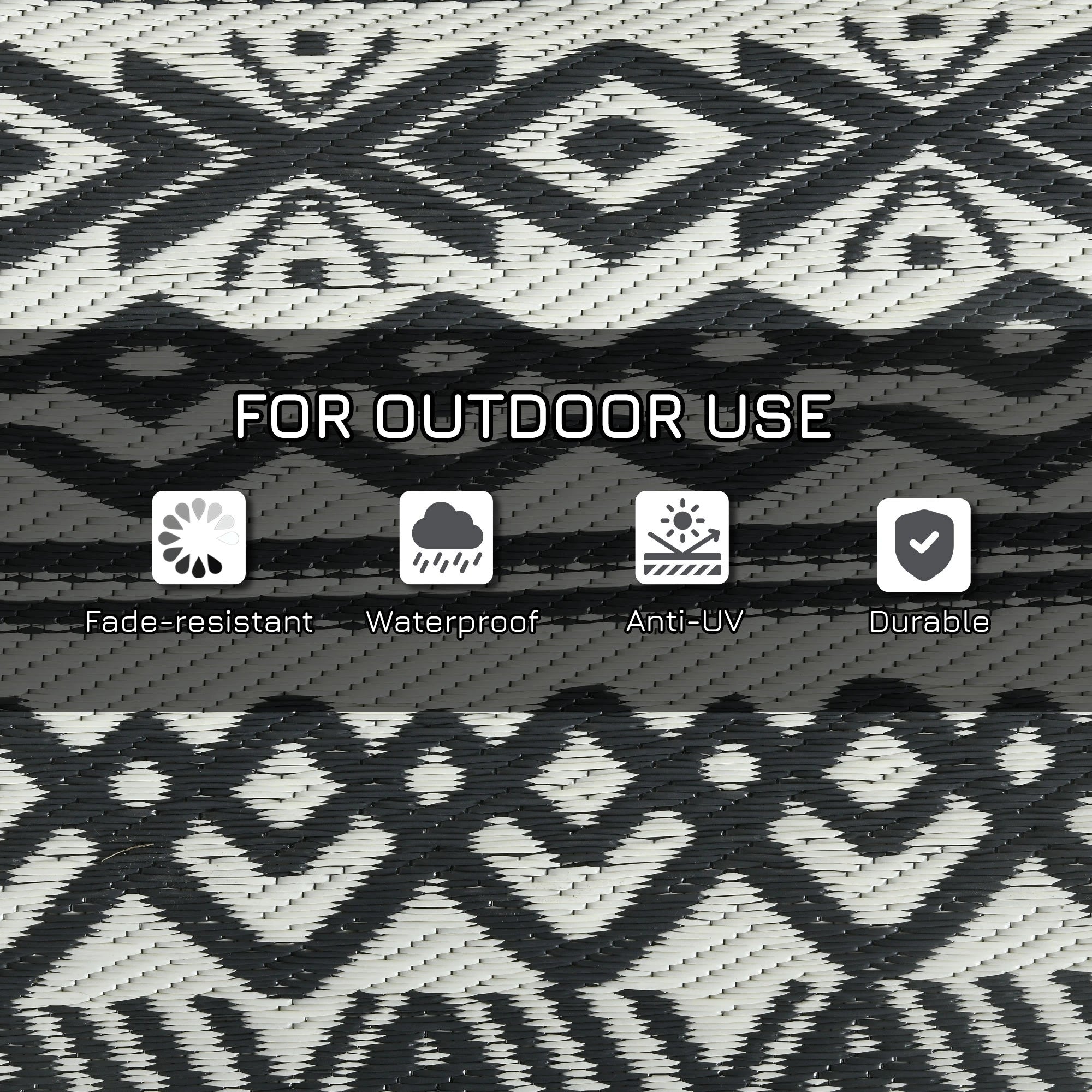 Reversible Outdoor Rug, Waterproof, 8' x 10', Grey Cream White Outdoor Reversible Rugs at Gallery Canada