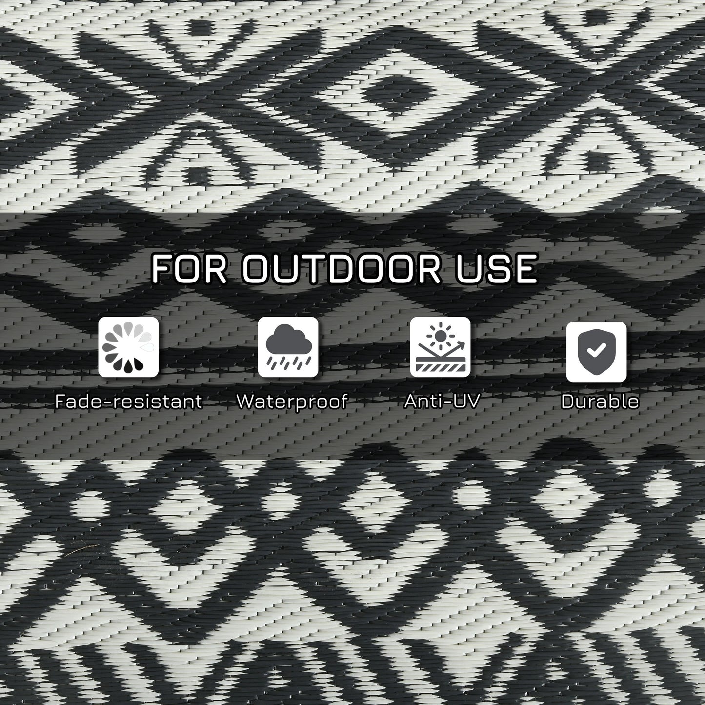 Reversible Outdoor Rug, Waterproof, 8' x 10', Grey Cream White Outdoor Reversible Rugs at Gallery Canada