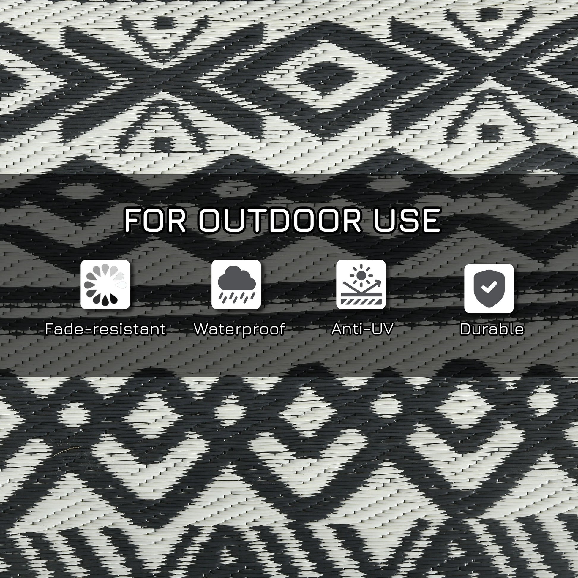 Reversible Outdoor Rug, Waterproof, 8' x 10', Grey Cream White Outdoor Reversible Rugs at Gallery Canada
