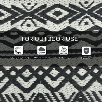 Reversible Outdoor Rug, Waterproof, 8' x 10', Grey Cream White Outdoor Reversible Rugs at Gallery Canada