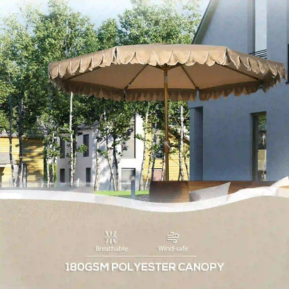 9 ft Outdoor Patio Umbrella, Push Button Tilt Crank, Khaki Patio Umbrellas at Gallery Canada