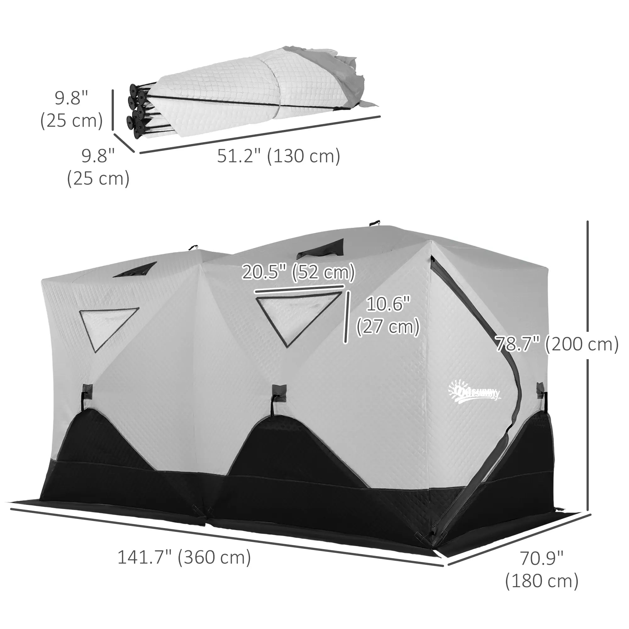 8-Person Ice Fishing Tent, Insulated, Ventilation Windows, Carry Bag, -22℉, Grey Ice Fishing Tents at Gallery Canada
