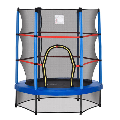 55" Kids Trampoline with Enclosure Net, Indoor/Outdoor, Age 3-6, Blue Trampolines Blue, Black at Gallery Canada