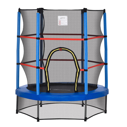 55" Kids Trampoline with Enclosure Net, Indoor/Outdoor, Age 3-6, Blue Trampolines Blue, Black at Gallery Canada