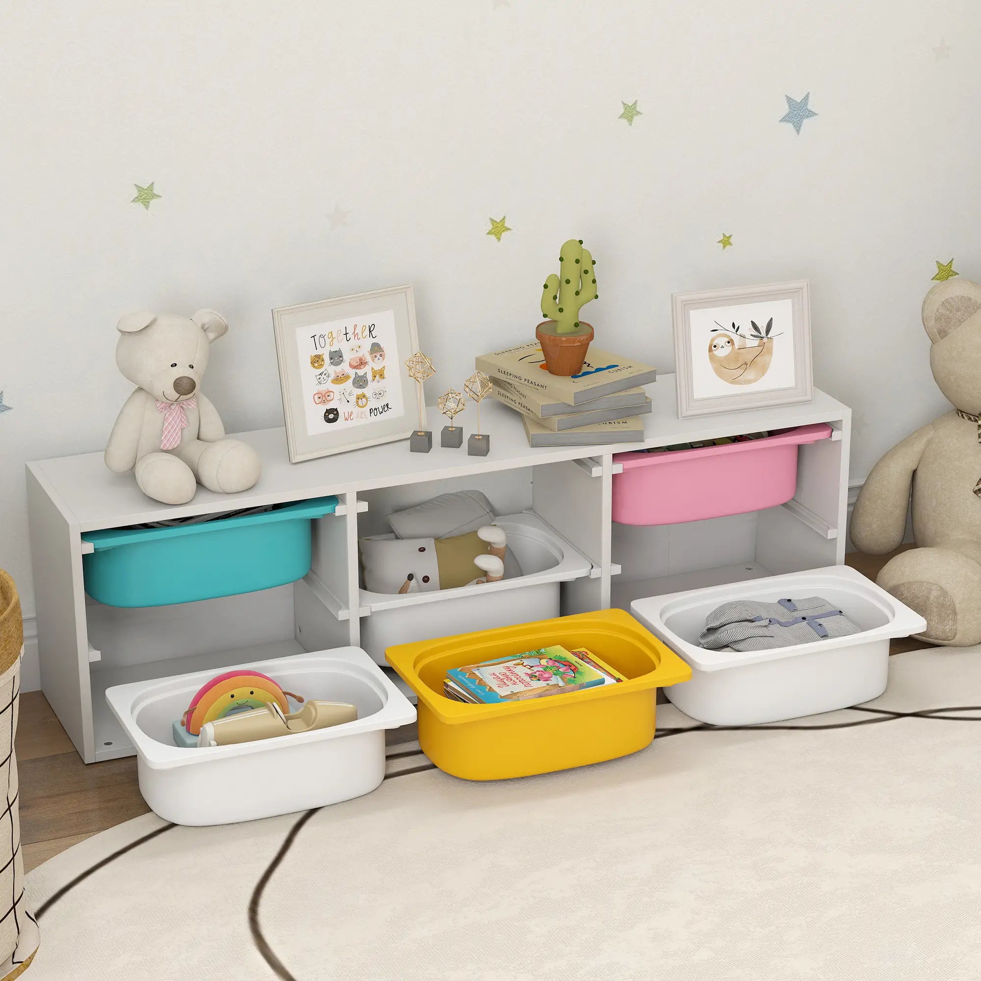 Kids Toy Storage Organizer with 6 Removable Plastic Bins Bookshelves & Bookcases at Gallery Canada