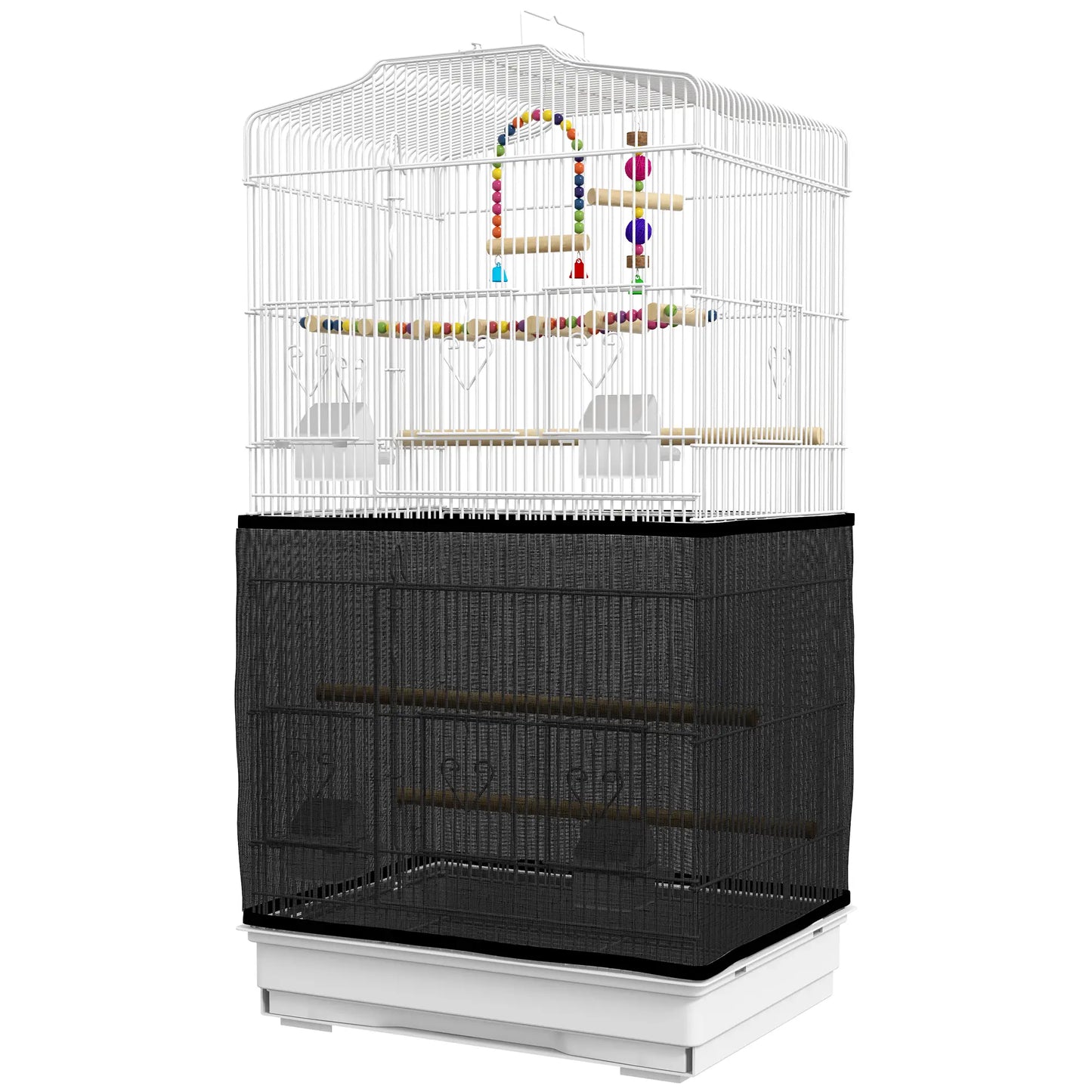 36" Bird Cage with Accessories, Handle, Mesh Cover, Tray, White Bird Cages White at Gallery Canada