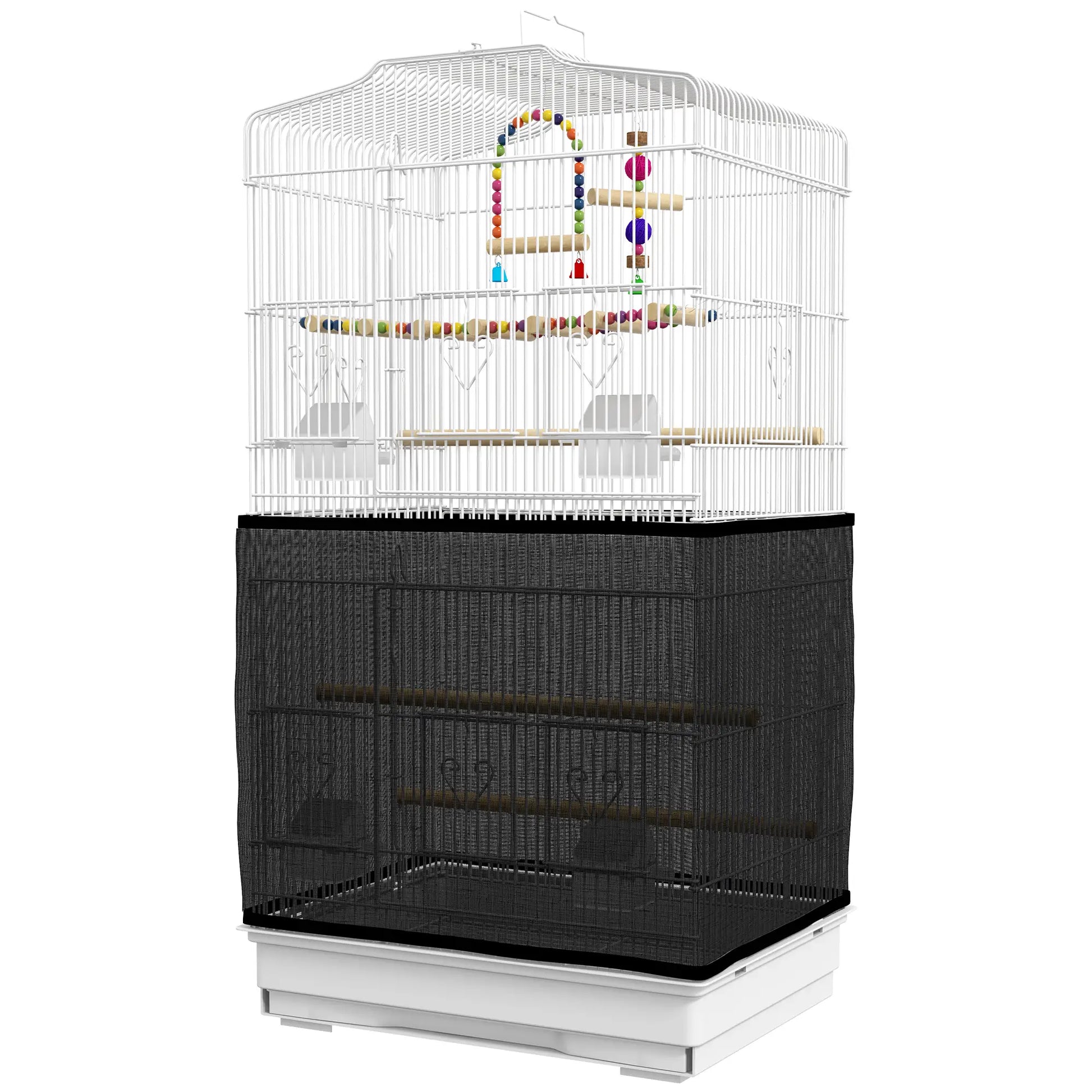 36" Bird Cage with Accessories, Handle, Mesh Cover, Tray, White Bird Cages White at Gallery Canada