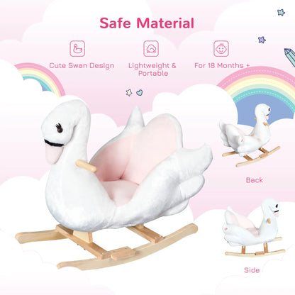 Soft Warm Kids Rocking Horse, Plush Ride On Toy, Swan Style, White Rocking Horses at Gallery Canada