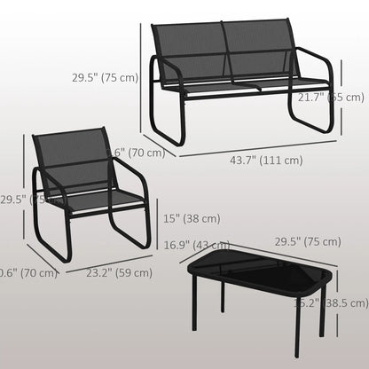 4 Piece Patio Furniture Set, 2 Loveseats, 2 Armchairs, Glass Table, Black Patio Furniture Sets at Gallery Canada