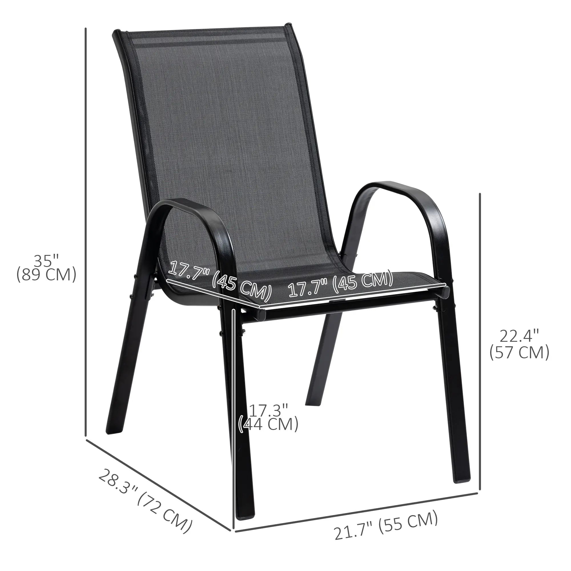 4-Piece Outdoor Dining Chair With Armrests, Black Patio Chairs at Gallery Canada