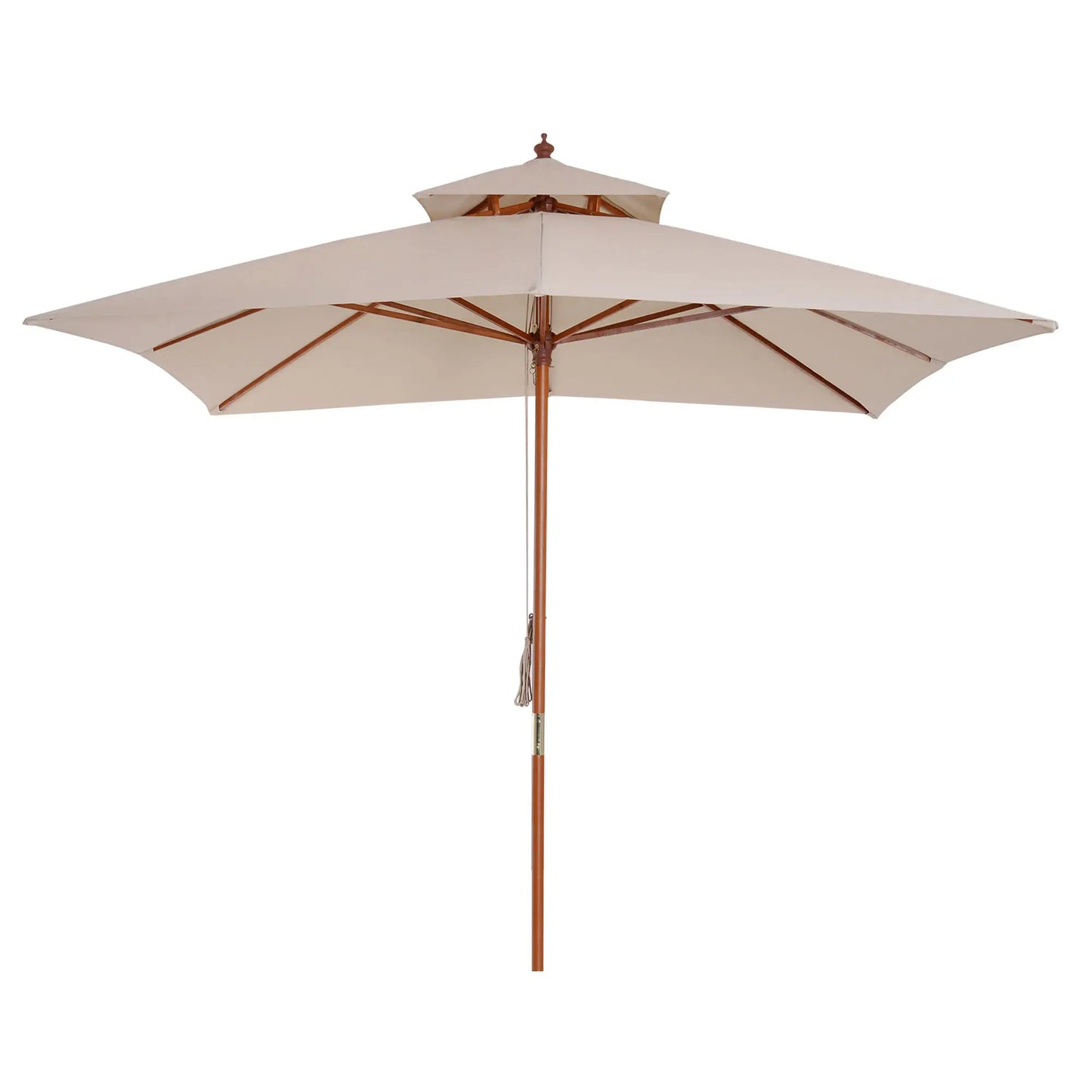 10x10ft Wood Square Patio Umbrella, Pagoda Style, Khaki Sun Umbrellas Khaki at Gallery Canada