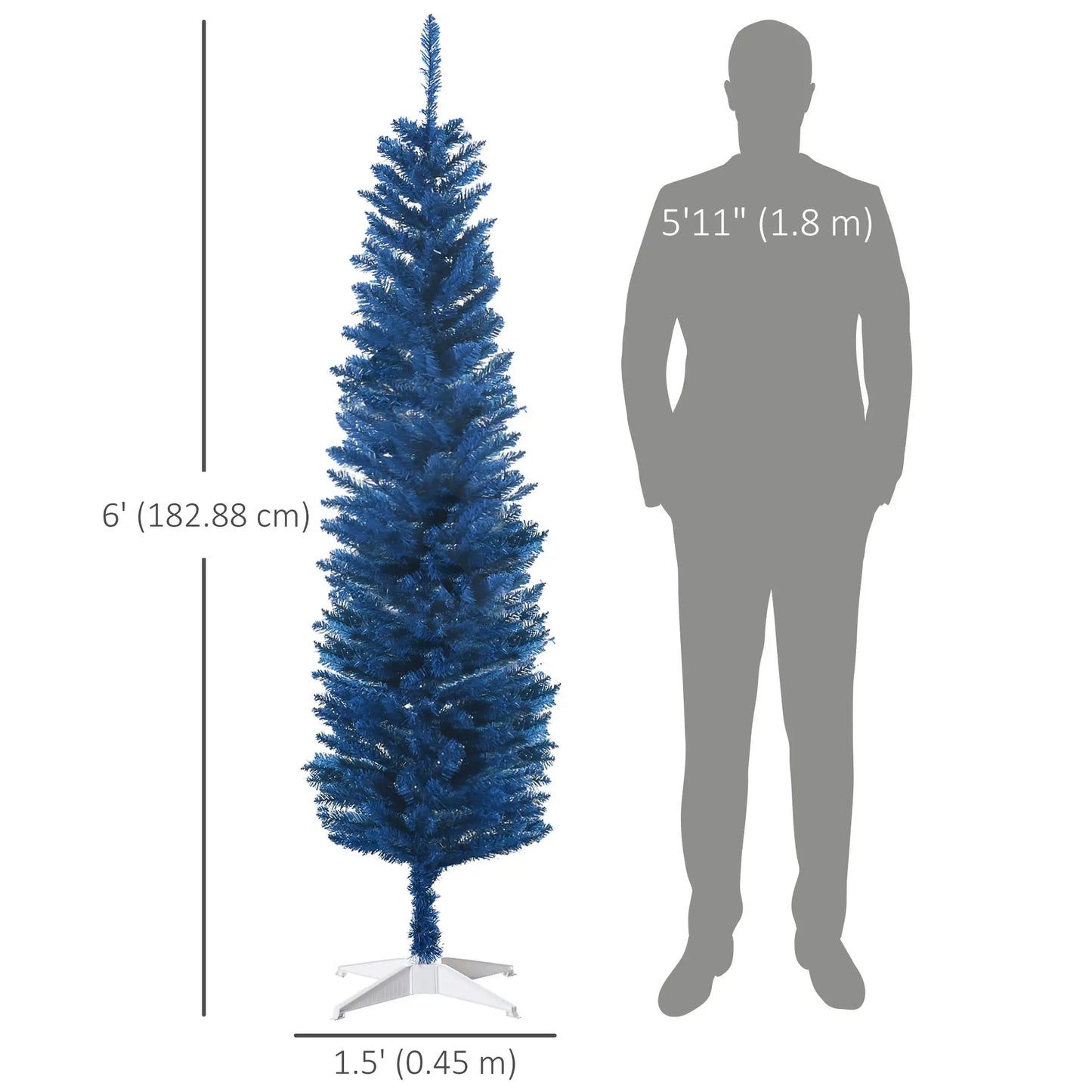 6ft Pencil Christmas Tree, Skinny Artificial, Deep Blue Pencil Christmas Trees at Gallery Canada