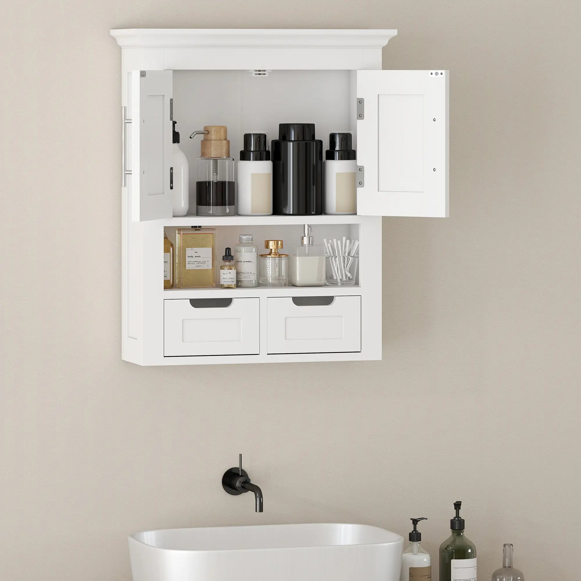 White Wall Cabinet, Medicine Cabinet With Shelf, 24 Inch, White Wall Mounted Cabinets at Gallery Canada